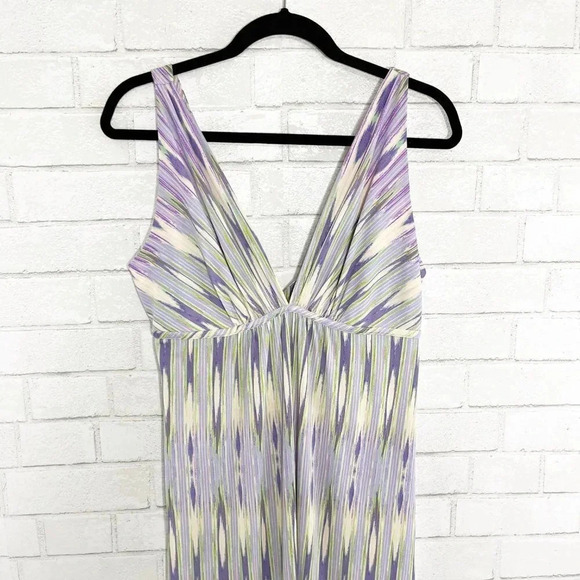 Natori Purple & Green Patterned Sleeveless Maxi Dress Women's Size Medium - Picture 4 of 9